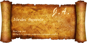 Jónás Agenór névjegykártya
